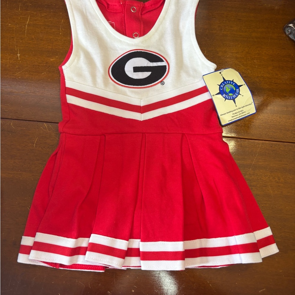 NWT UGA Georgia Cheerleader Dress 1 Piece Girls Toddler Sz 6-9 Months Knit #964